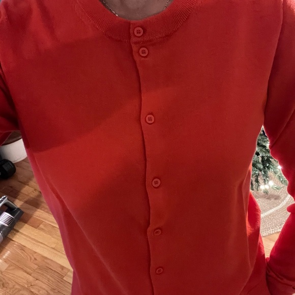 J.CREW The Caryn Red/Coral Cardigan Sz L - Picture 2 of 5